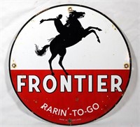 Porcelain Frontier Gasoline Badge Sign