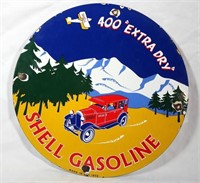 Porcelain Shell Gasoline Badge Sign
