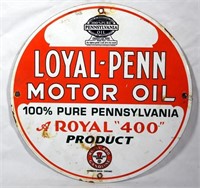 Porcelain Loyal-Penn Motor Oil Badge Sign