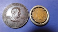 1901 Indian Head Penny &1927 Lindbergh Coin