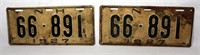 Matched Pair of 1927 NH License Plates
