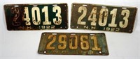 Matched Pair of 1922 NH License Plates + Single