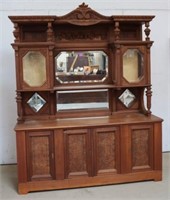 Carved Wood China Hutch Cabinet