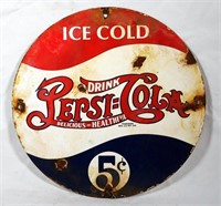 Porcelain Pepsi-Cola Badge Sign