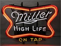 Neon Miller High Life On Tap Sign