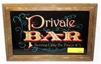 Private Bar Foil Back Sign