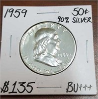1959 Franklin Silver Half Dollar- Graded BU+++