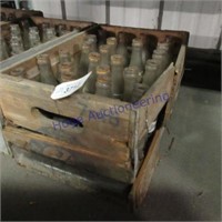 Wood pop crate w/ bottles, crate is broke