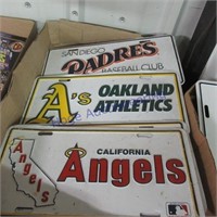 4 Sports license plates--Angels, Oakland, Padres