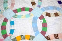 Machine Stitched Double Wedding Ring Quilt -