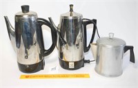 (3) Vintage Coffee Percolators - (2) are Electric