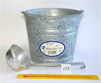 Galvanized Pail and Aluminum Water Dipper