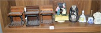 Shelf Lot - Bookends, Small Bells and Other Items