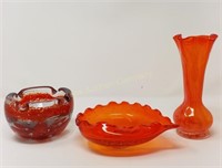 (3) Orange Glass Pieces