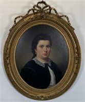 OVAL PORTRAIT PAINTING OF WOMAN