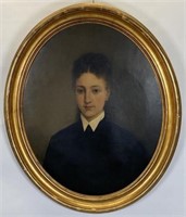 OVAL PORTRAIT PAINTING OF WOMAN