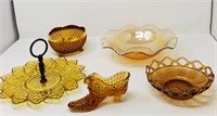 (5) Amber Glass Items