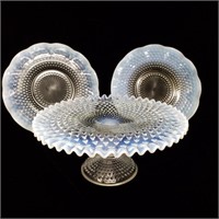 (3) Moonstone Hobnail-Cake Stand-Plates
