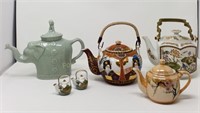 (4) Oriental Teapots w/ Salt & Pepper