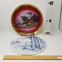 (2) Bavaria Charger Plates-Elk-Sailboat Windmill