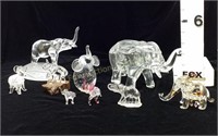 (9) Clear Glass Elephants