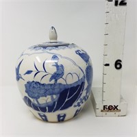 Lg Blue & White Ginger Jar-Oriental Style