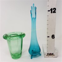 Green & Blue Glass Vases