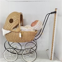Vintage Doll Baby Buggy w/Doll