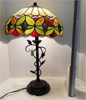 Tiffany Style Stained Glass Lamp w/Butterflies