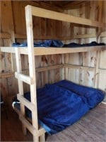 Bunk Bed with 2 Air Mattresses & Ladder - Wood