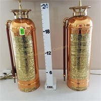Pr RELIANCE Copper Brass Fire Extinguisher Lamps