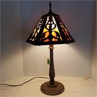 Brass & Slag Glass Lamp