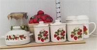 Strawberry Covered Dishes, Jelly Jars, S & P, Jar