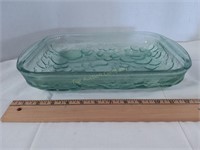 Libbey Orchard Fruit Green Glass Baking Dish