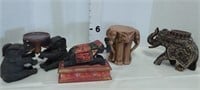 Decorative (3) Elephant Candle Holders & Box