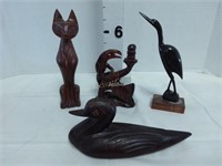(4) Wooden Carved Animals