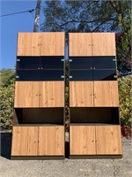 Vintage Wood/Glass Lighted Storage Cabinets