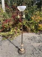 Vintage Brass Floor Lamp W/Marble Accents