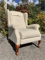Vintage Upholstered Wing Back Reclining Chair