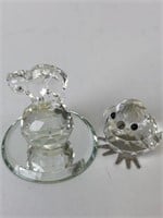 Crystal Penguin and Cat Figurines