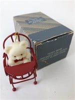 Vintage  Teddy Bear in High Chair Ornament