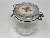 Vintage French Arc Canister w/ X-Mas Needlepoint