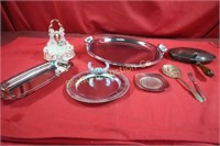 Silver Plate Butler, Metal Serving Tray & Plate