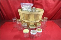 Bushel Basket w/ 31 Canning Jars