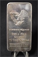 Vintage 10 oz .999 Pure Silver ENGELHARD Bar