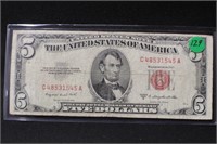 1953B $5 Red Seal Bank Note