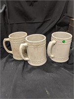 Lot of 3 Pottery Large Mugs - 5" Tall