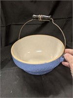 Vintage Mixing Bowl With Bail and Wooden Handle