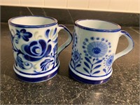 2 NORDIC HAND PAINTED MUGS