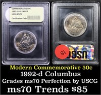 1992-d Columbus Modern Commem Half Dollar 50c Grad